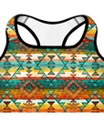 Mustard Aztec Padded Sports Bra