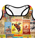 Vintage Rodeo Poster Padded Sports Bra