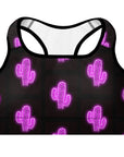 Purple Neon Cactus Padded Sports Bra