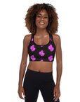 Purple Neon Cactus Padded Sports Bra