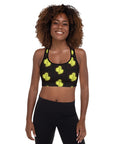 Green Neon Cactus Padded Sports Bra