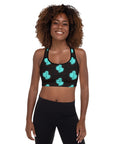 Turquoise Neon Cactus Padded Sports Bra
