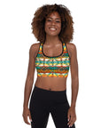 Mustard Aztec Padded Sports Bra