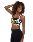 Cow Print Sunflower Sports Bra