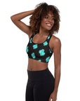 Turquoise Neon Cactus Padded Sports Bra
