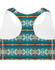 Teal Aztec Blanket Print Padded Sports Bra