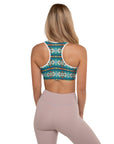 Teal Aztec Blanket Print Padded Sports Bra