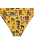 Yeehaw Vintage Cowboy Collage Mustard Bikini Bottom