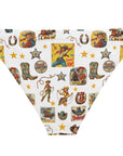 Yeehaw Vintage Cowgirl Collage White Bikini Bottom