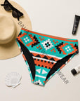 Yeehaw Turquoise Orange Aztec Bikini Bottom