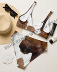 Yeehaw Brown Cow Print Bikini