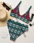 Yeehaw Teal Burgandy Aztec Bikini