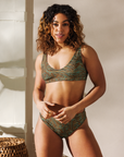 Yeehaw Turquoise Tooled Leather Print Bikini