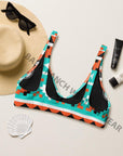 Yeehaw Turquoise Orange Aztec Bikini Top