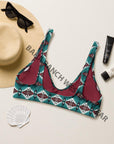 Yeehaw Teal Burgandy Bikini Top