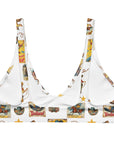 Yeehaw Vintage Cowgirl Collage White Bikini Top