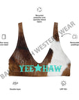 Yeehaw Brown Cow Print Bikini Top