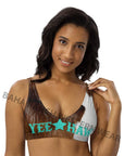 Yeehaw Brown Cow Print Bikini Top