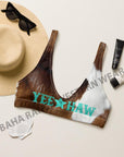 Yeehaw Brown Cow Print Bikini Top