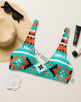 Yeehaw Turquoise Orange Aztec Bikini Top