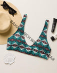 Yeehaw Teal Burgandy Bikini Top