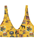 Yeehaw Vintage Cowboy Collage Mustard Bikini Top