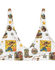 Yeehaw Vintage Cowgirl Collage White Bikini Top