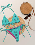 Yeehaw Turquoise Cattle Brands String Bikini