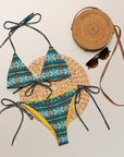 Yeehaw Teal Aztec String Bikini