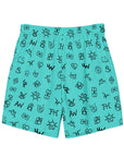 Yeehaw Turquoise Cattle Brands Men's Swim Trunks