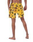 Yeehaw Vintage Cowboy Collage Mustard Swim Trunks