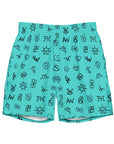 Yeehaw Turquoise Cattle Brands Men's Swim Trunks