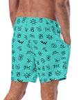 Yeehaw Turquoise Cattle Brands Men's Swim Trunks