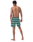 Yeehaw Teal Aztec Blanket Print Mens Swim Shorts