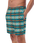 Yeehaw Teal Aztec Blanket Print Mens Swim Shorts