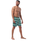 Yeehaw Teal Aztec Blanket Print Mens Swim Shorts