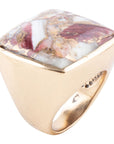 Square Purple Spiny Oyster Shell Matrix and Bronze Ring
