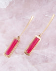 Alpine Red Bordeaux Quartz and Golden Bronze Drop Earrings