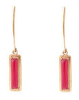 Alpine Red Bordeaux Quartz and Golden Bronze Drop Earrings