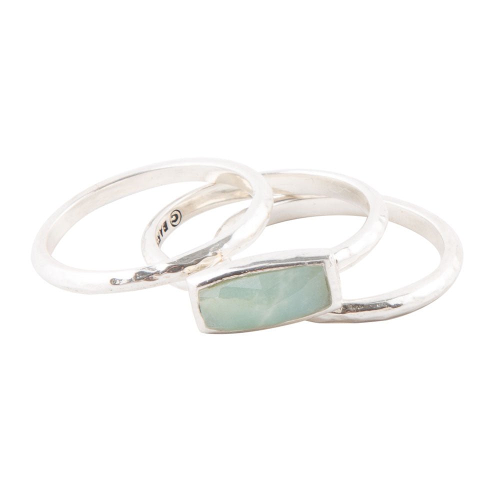 Blue Amazonite and Sterling Stacking Ring Set