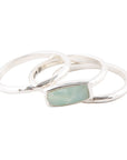 Blue Amazonite and Sterling Stacking Ring Set
