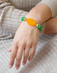 Apricot Green Agate Chunky Golden Bracelet