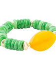 Apricot Green Agate Chunky Golden Bracelet