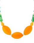 Apricot Orange Agate Chunky Golden Statement Necklace