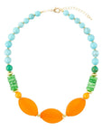 Apricot Orange Agate Chunky Golden Statement Necklace