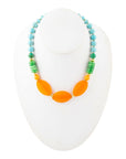 Apricot Orange Agate Chunky Golden Statement Necklace