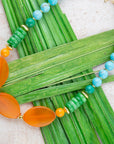 Apricot Orange Agate Chunky Golden Statement Necklace