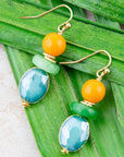 Apricot Colorful Golden Drop Earrings