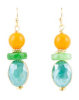 Apricot Colorful Golden Drop Earrings