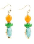 Apricot Colorful Golden Drop Earrings